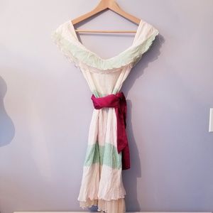 Off shoulder Layered Dress Mint/Blush  S/M